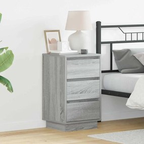 vidaXL Armário de cabeceira com LED Cinza Sonoma 39x34.5x65 cm Madeira engenheirada