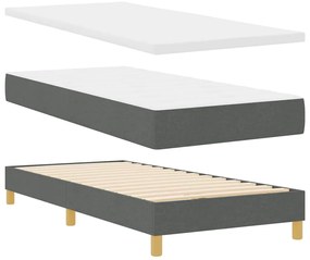 Cama Box Spring com Colchão e LED Cinza Escuro 90x190 cm Tecido