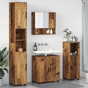 vidaXL Conjunto de Móveis para Banheiro com porta 4 pcs Madeira antiga