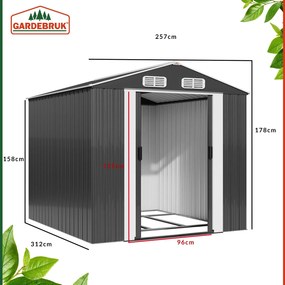 Abrigo Jardim para ferramentas em metal 312x257x178cm antracite