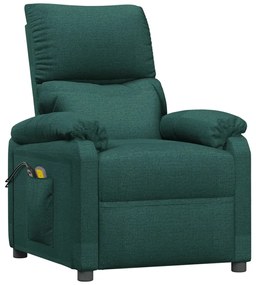 Poltrona de massagens elétrica tecido verde-escuro