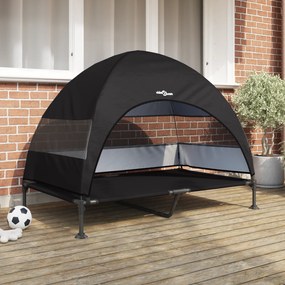 Cama Elevada para Cachorro com Toldo Removível Preto XL Aço