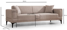 Sofá-cama 3 Lugares Horizon – Castanho Claro – 230x95x77 cm