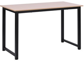 HOMCOM Secretária Moderna Mesa de Estudo com Estrutura de Aço e Pés Ajustáveis Mesa de Computador 120x60x76 cm Madeira e Preto