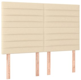 Estrutura de cama sem colchão 140x200 cm tecido cor creme