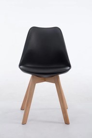 Cadeira de cozinha e sala de jantar Borneo V2 em couro sintético com estrutura em Cor Natural 48 x 84 x 41,5 cm Preto
