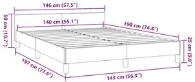 Estrutura de cama sem colchão 140x190 cm tecido cor creme