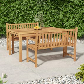 vidaXL 3 pcs conjunto de jantar para jardim madeira de teca maciça
