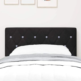 Cabeceira LED com botão de cristal, estofada em veludo preto de 80 cm