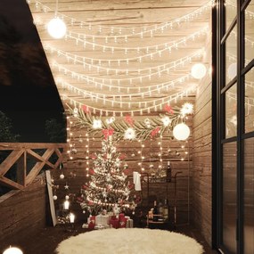 vidaXL Cordão de luzes em globo 40 m 400 LED 8 funções branco quente