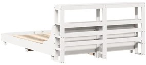 Cama sem colchão 140x200 cm madeira de pinho maciça branco