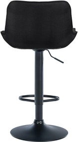 Banco alto em tecido com estrutura preta 85-106 x 49 x 51 cm preto
