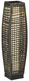 Outsunny Candeeiro de Jardim de Vime Sintético Candeeiro Solar de Exterior com Luzes LED Ligar/Desligar Automático para Varanda Pátio 21x21x78cm Cinza