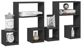 Estantes de parede 2 pcs derivados de madeira cinzento