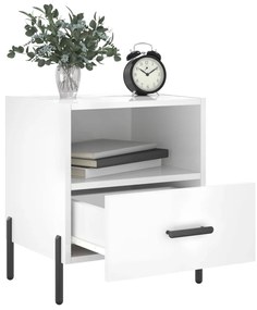 Mesas de cabeceira 2pcs derivados de madeira branco brilhante