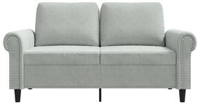 Sofá de 2 lugares 120 cm veludo cinzento-claro