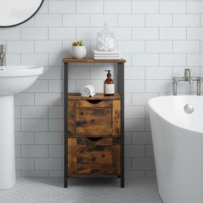 Armário de arrumação com 2 gavetas 30 x 30 x 80 cm castanho-preto