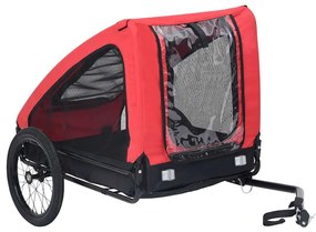 Reboque bicicleta p/ animais vermelho e preto