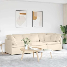 vidaXL Sofá modular com almofadas tecido corduroy creme