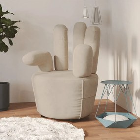Cadeira em forma de mão veludo cinzento-claro