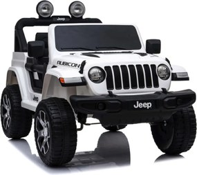Carro elétrico para crianças até 5 anos Jeep Wrangler Rubicon, 12V, pneus EVA, com bateria de lítio, controlo remoto Branco