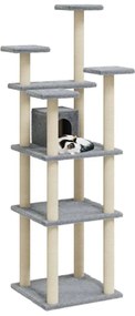 Árvore p/ gatos c/ postes arranhadores sisal 171 cm cinza-claro