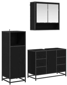 vidaXL Conjunto de Móveis para Banheiro com porta 3 pcs Carvalho Preto
