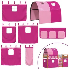Beliche com cortinas 90x190 cm madeira de pinho maciça rosa