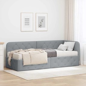 vidaXL Estrutura de Cama de Canto Cinzento-claro 80 x 200 cm tecido