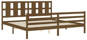 Estrutura cama c/ cabeceira 200x200cm maciço castanho-mel