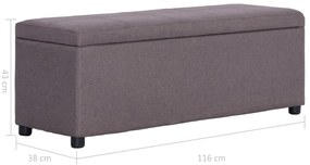 Banco c/ comp. de arrumação 116 cm poliéster cinza-acastanhado