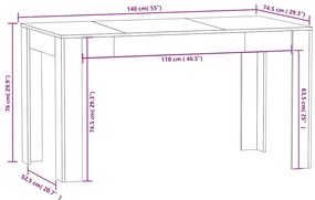 Mesa de jantar 140x74,5x76 cm contraplacado preto