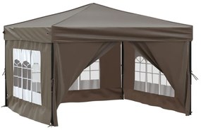 Tenda festas dobrável paredes laterais 3x3 m cinza-acastanhado