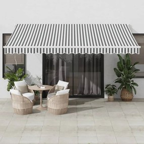 Toldo retrátil 4,5x3 m tecido e alumínio antracite e branco