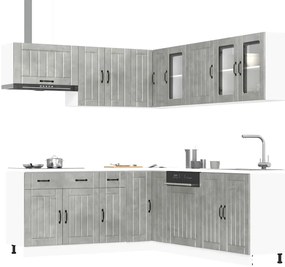 vidaXL 11 peças armário de cozinha conjunto Lucca concreto cinza