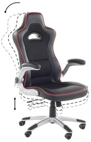 Cadeira de escritório em pele sintética preta e vermelha MASTER Beliani