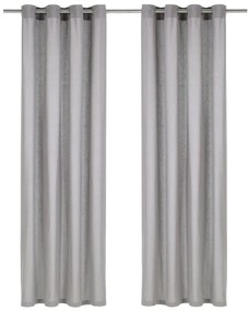 vidaXL Cortinas com argolas de metal 2 pcs algodão 140x245 cm cinzento