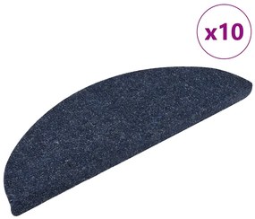 Tapetes escada autoadesivos 10 pcs 56x17x3 cm agulhado azul
