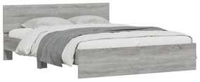 Estrutura de cama com cabeceira 140x200 cm cinzento sonoma