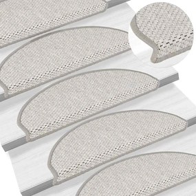 Tapetes escada adesivos aspeto sisal 15pcs 65x21x4 cm platinado
