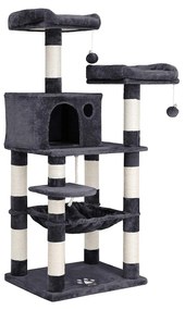 árvore para gatos estável com dois descansos acolchoados | FEANDREA | 140 x 61 x 51 cm | cinzento fumado | PCT15GYZ.