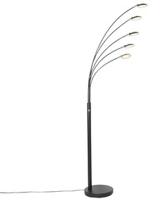 Candeeiro de pé Design preto com 5 luzes LED reguláveis - Sixties Trento