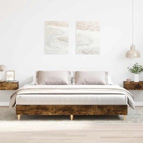 vidaXL Estrutura de cama sem colchão 200x200 cm carvalho fumado
