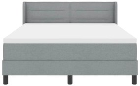 Cama Box Spring com Colchão Cinza Claro, 140 x 190 cm, Tecido