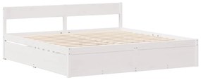 Cama sem colchão 140x200 cm madeira de pinho maciça branco