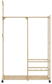 Cabide com prateleiras e rodas 100x38x175,5 cm bambu