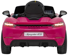 Carro elétrico para Crianças 12V Porsche Spyder RS 718, Rodas Espuma EVA, assento couro ecológico Carga até 30 kg Rosa