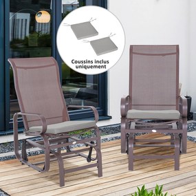Conjunto de 2 almofadas para cadeiras e cadeirões de jardim; almofadas de assento com capas removíveis; enchimento de 5 cm; poliéster; cinzento claro