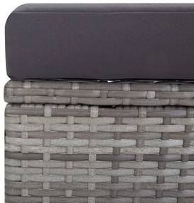 2 pcs conjunto lounge de jardim c/ almofadões vime PE cinzento