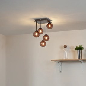 Plafond de design bronze com vidro bronze 5-luzes - Athens